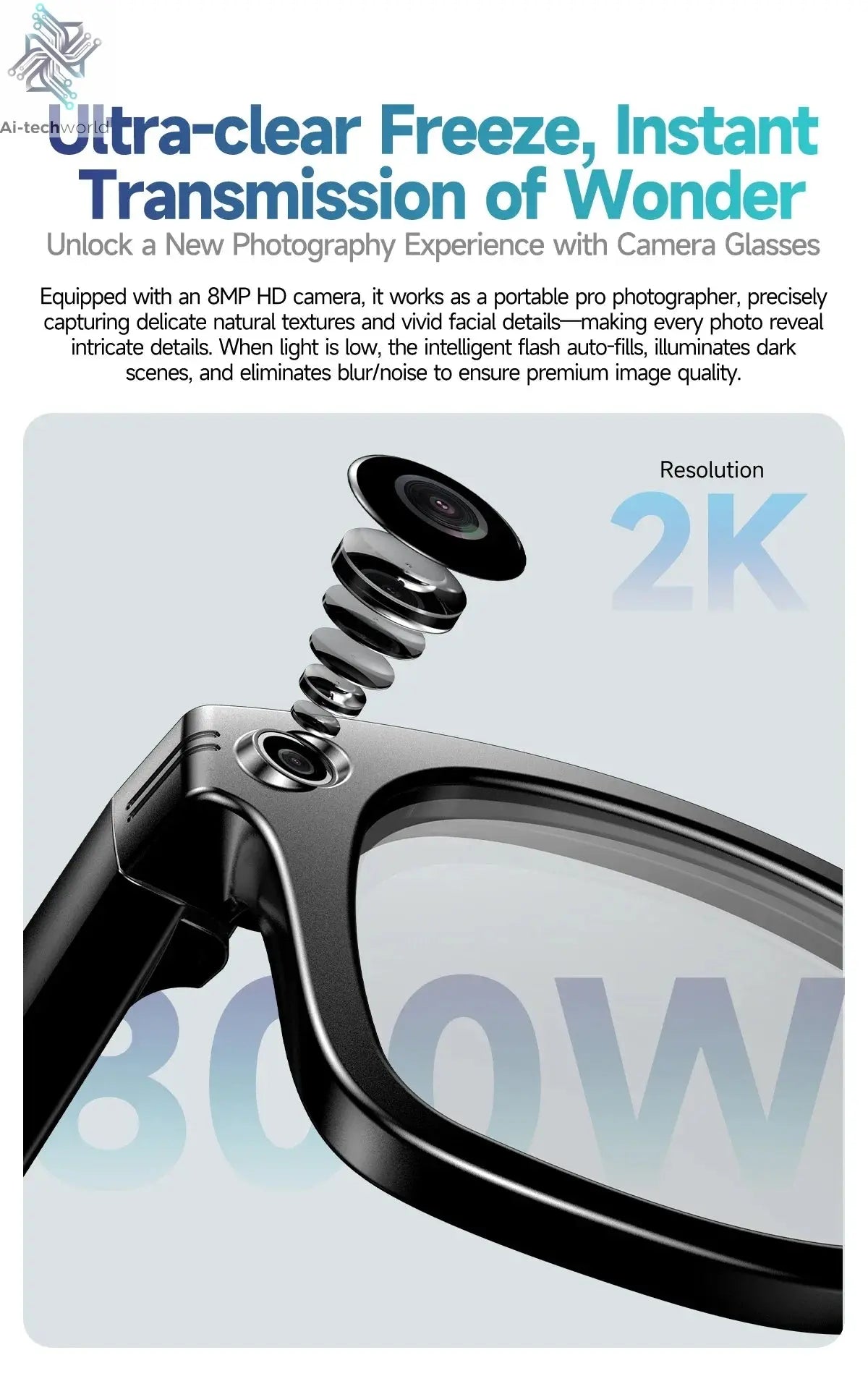 AI Smart Glasses with 8MP Camera Video Recording 100+ Languages Translation Sunglasses Bluetooth Call Music Play Men Women 2025 Ai-TechWorld 