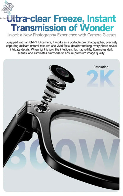 AI Smart Glasses with 8MP Camera Video Recording 100+ Languages Translation Sunglasses Bluetooth Call Music Play Men Women 2025 Ai-TechWorld 