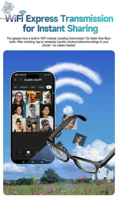 AI Smart Glasses with 8MP Camera Video Recording 100+ Languages Translation Sunglasses Bluetooth Call Music Play Men Women 2025 Ai-TechWorld 