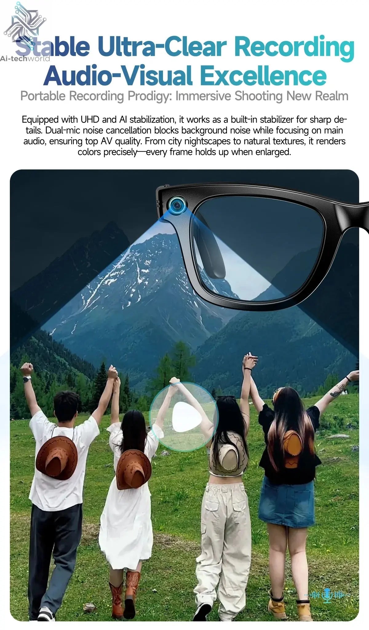 AI Smart Glasses with 8MP Camera Video Recording 100+ Languages Translation Sunglasses Bluetooth Call Music Play Men Women 2025 Ai-TechWorld 