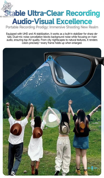 AI Smart Glasses with 8MP Camera Video Recording 100+ Languages Translation Sunglasses Bluetooth Call Music Play Men Women 2025 Ai-TechWorld 