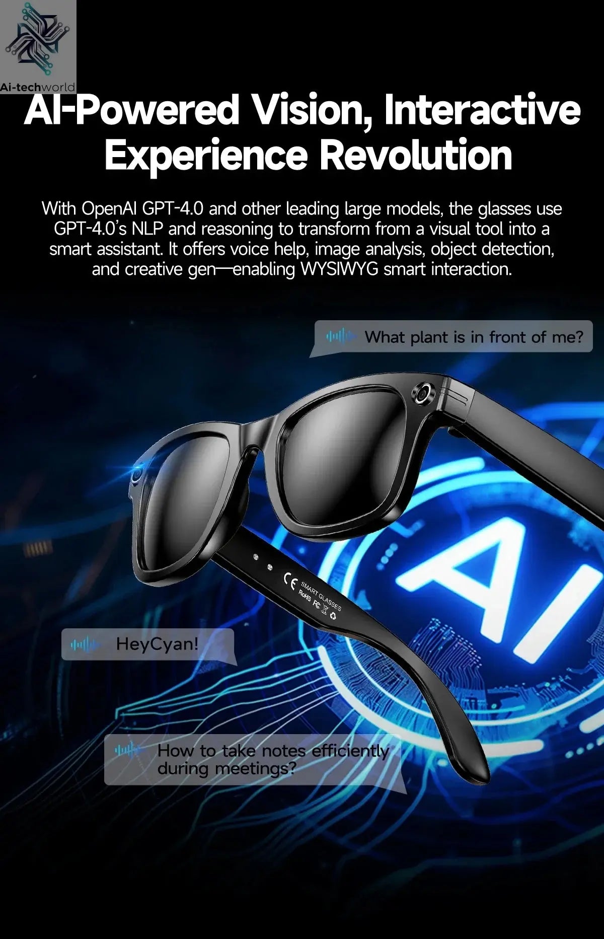 AI Smart Glasses with 8MP Camera Video Recording 100+ Languages Translation Sunglasses Bluetooth Call Music Play Men Women 2025 Ai-TechWorld 