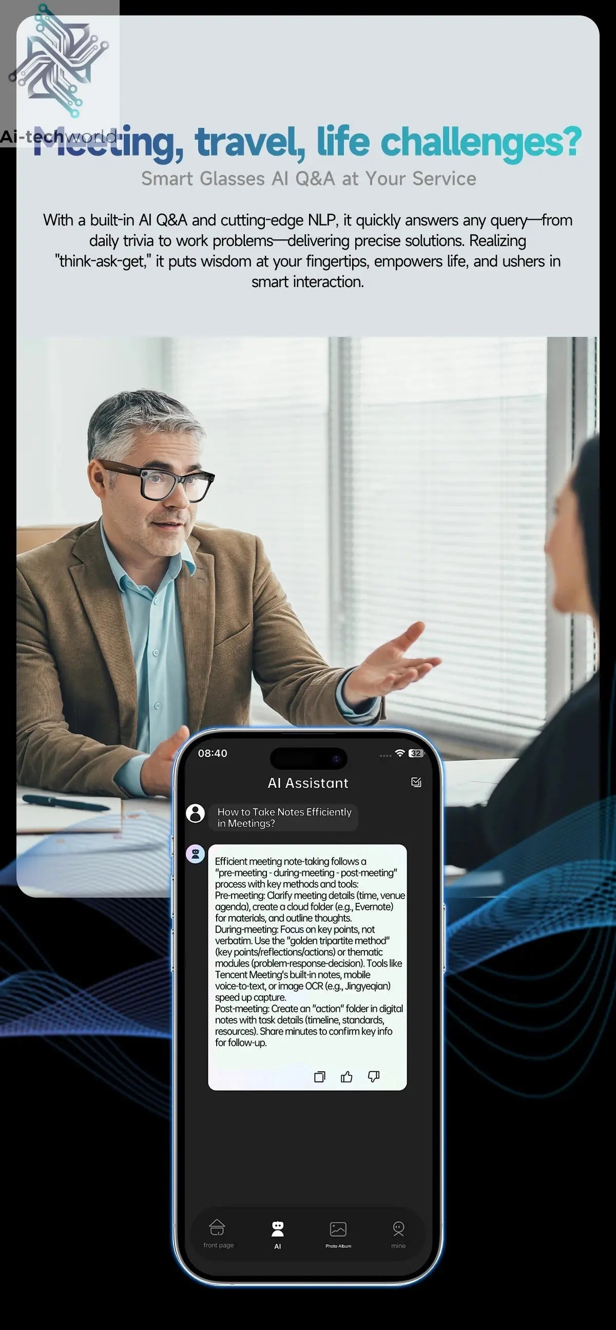 AI Smart Glasses with 8MP Camera Video Recording 100+ Languages Translation Sunglasses Bluetooth Call Music Play Men Women 2025 Ai-TechWorld 