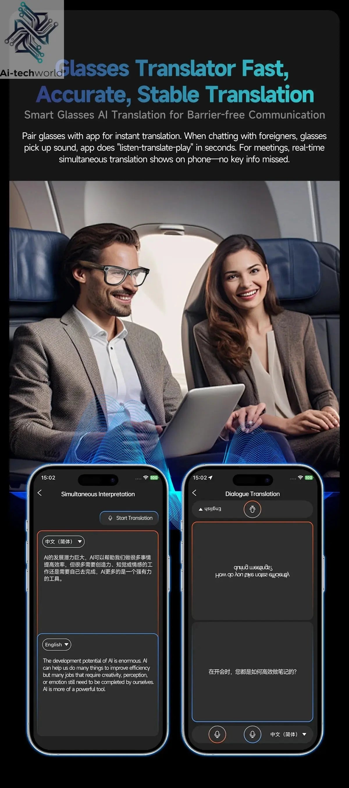 AI Smart Glasses with 8MP Camera Video Recording 100+ Languages Translation Sunglasses Bluetooth Call Music Play Men Women 2025 Ai-TechWorld 