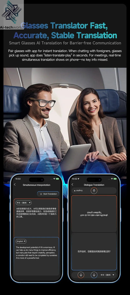 AI Smart Glasses with 8MP Camera Video Recording 100+ Languages Translation Sunglasses Bluetooth Call Music Play Men Women 2025 Ai-TechWorld 