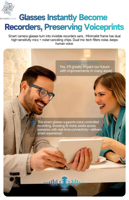 AI Smart Glasses with 8MP Camera Video Recording 100+ Languages Translation Sunglasses Bluetooth Call Music Play Men Women 2025 Ai-TechWorld 