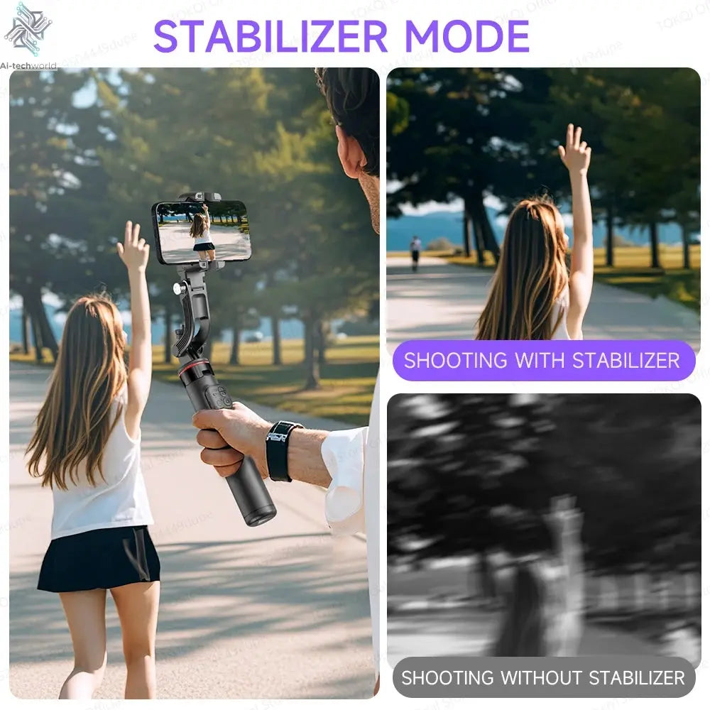 AI Tracking Deskpot Gimbal Tripod with Extendable Selfie Stick for Moble Phones Vlog, 360° Rotational Shoot with Wireless Remote Ai-TechWorld 