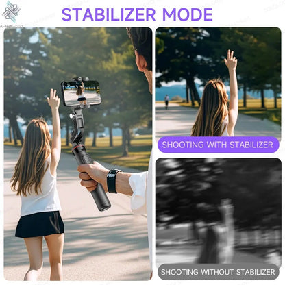 AI Tracking Deskpot Gimbal Tripod with Extendable Selfie Stick for Moble Phones Vlog, 360° Rotational Shoot with Wireless Remote Ai-TechWorld 