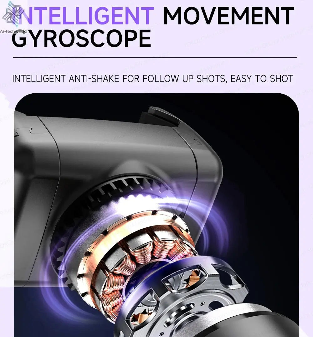 AI Tracking Deskpot Gimbal Tripod with Extendable Selfie Stick for Moble Phones Vlog, 360° Rotational Shoot with Wireless Remote Ai-TechWorld 