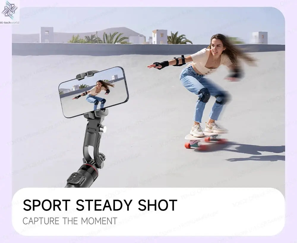 AI Tracking Deskpot Gimbal Tripod with Extendable Selfie Stick for Moble Phones Vlog, 360° Rotational Shoot with Wireless Remote Ai-TechWorld 