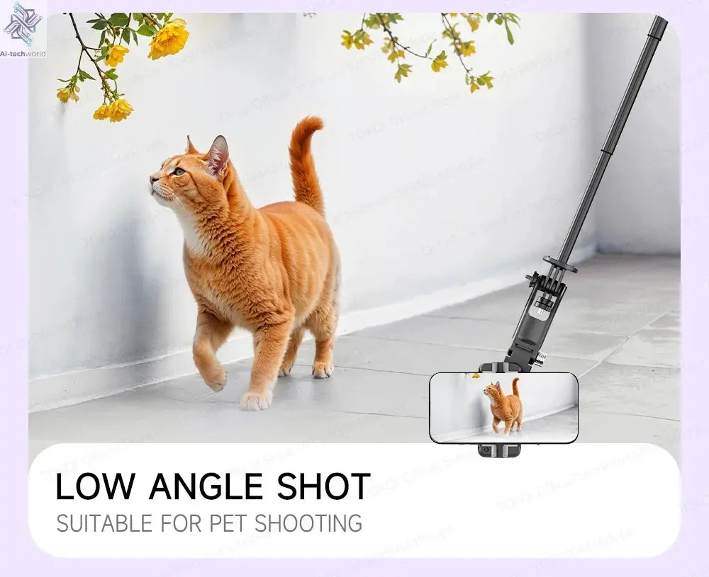 AI Tracking Deskpot Gimbal Tripod with Extendable Selfie Stick for Moble Phones Vlog, 360° Rotational Shoot with Wireless Remote Ai-TechWorld 