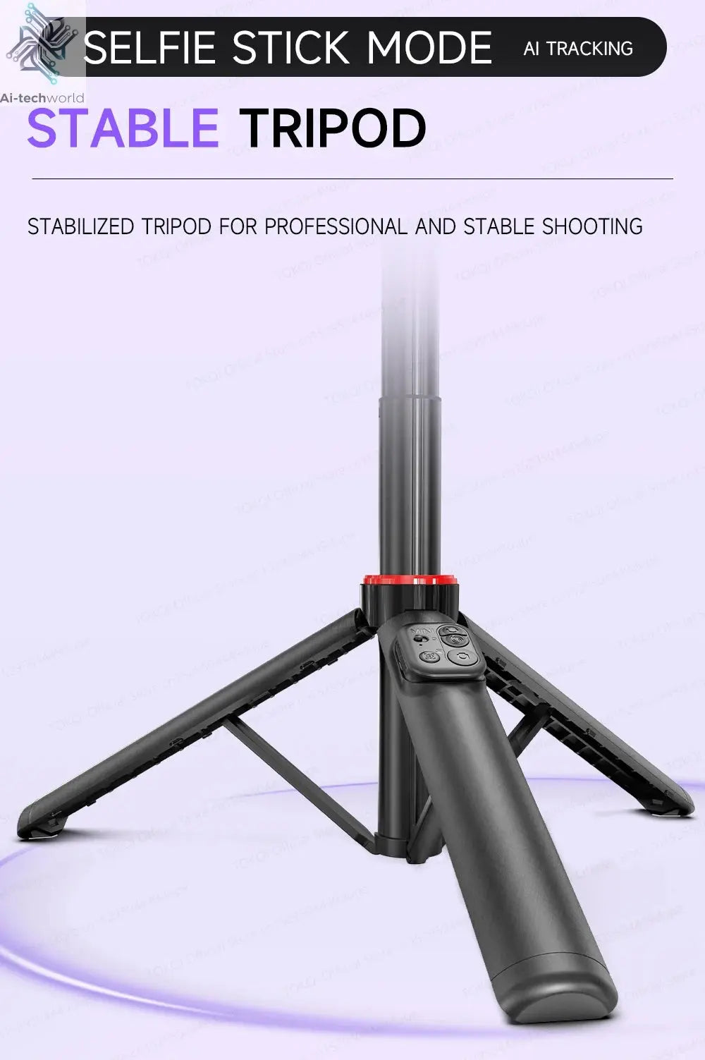 AI Tracking Deskpot Gimbal Tripod with Extendable Selfie Stick for Moble Phones Vlog, 360° Rotational Shoot with Wireless Remote Ai-TechWorld 