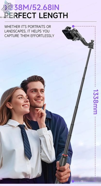 AI Tracking Deskpot Gimbal Tripod with Extendable Selfie Stick for Moble Phones Vlog, 360° Rotational Shoot with Wireless Remote Ai-TechWorld 