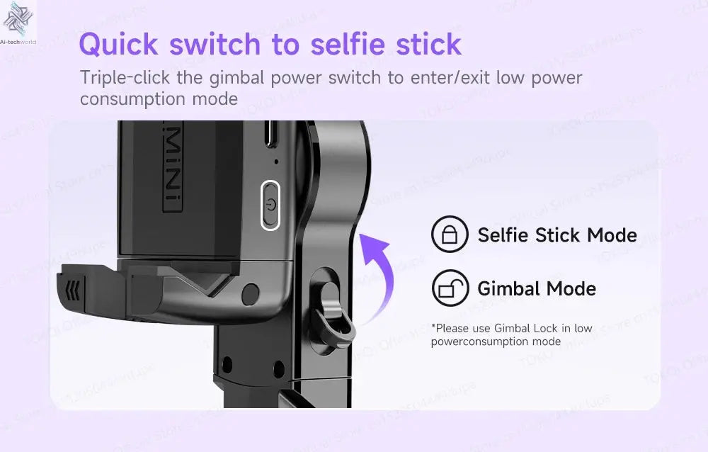 AI Tracking Deskpot Gimbal Tripod with Extendable Selfie Stick for Moble Phones Vlog, 360° Rotational Shoot with Wireless Remote Ai-TechWorld 