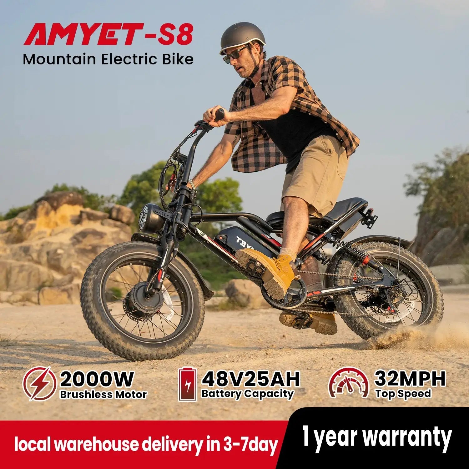 AMYET S8 Adults Electric Bike For Men 2000W Dual Motor Bicycle 48V 25AH Battery 20" Ebike Electric E Bikes Mountain Moped Ebikes Ai-TechWorld 
