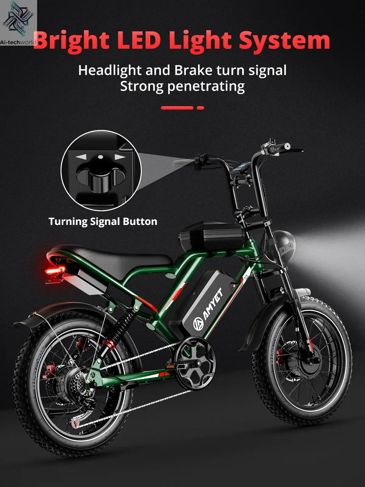 AMYET S8 Adults Electric Bike For Men 2000W Dual Motor Bicycle 48V 25AH Battery 20" Ebike Electric E Bikes Mountain Moped Ebikes Ai-TechWorld 