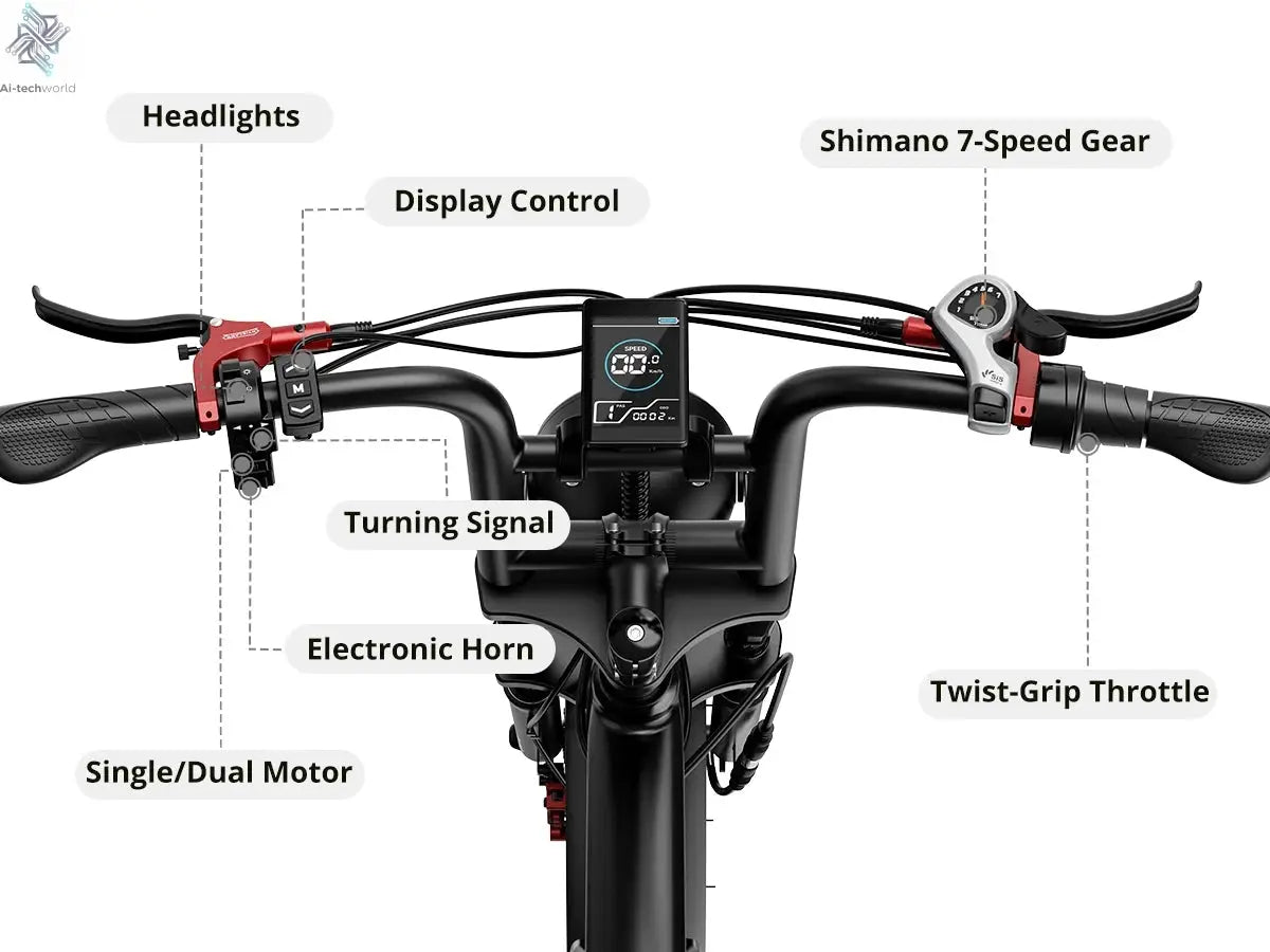 AMYET S8 Adults Electric Bike For Men 2000W Dual Motor Bicycle 48V 25AH Battery 20" Ebike Electric E Bikes Mountain Moped Ebikes Ai-TechWorld 