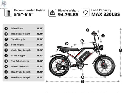 AMYET S8 Adults Electric Bike For Men 2000W Dual Motor Bicycle 48V 25AH Battery 20" Ebike Electric E Bikes Mountain Moped Ebikes Ai-TechWorld 