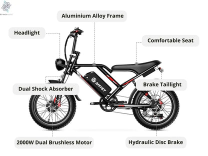 AMYET S8 Adults Electric Bike For Men 2000W Dual Motor Bicycle 48V 25AH Battery 20" Ebike Electric E Bikes Mountain Moped Ebikes Ai-TechWorld 
