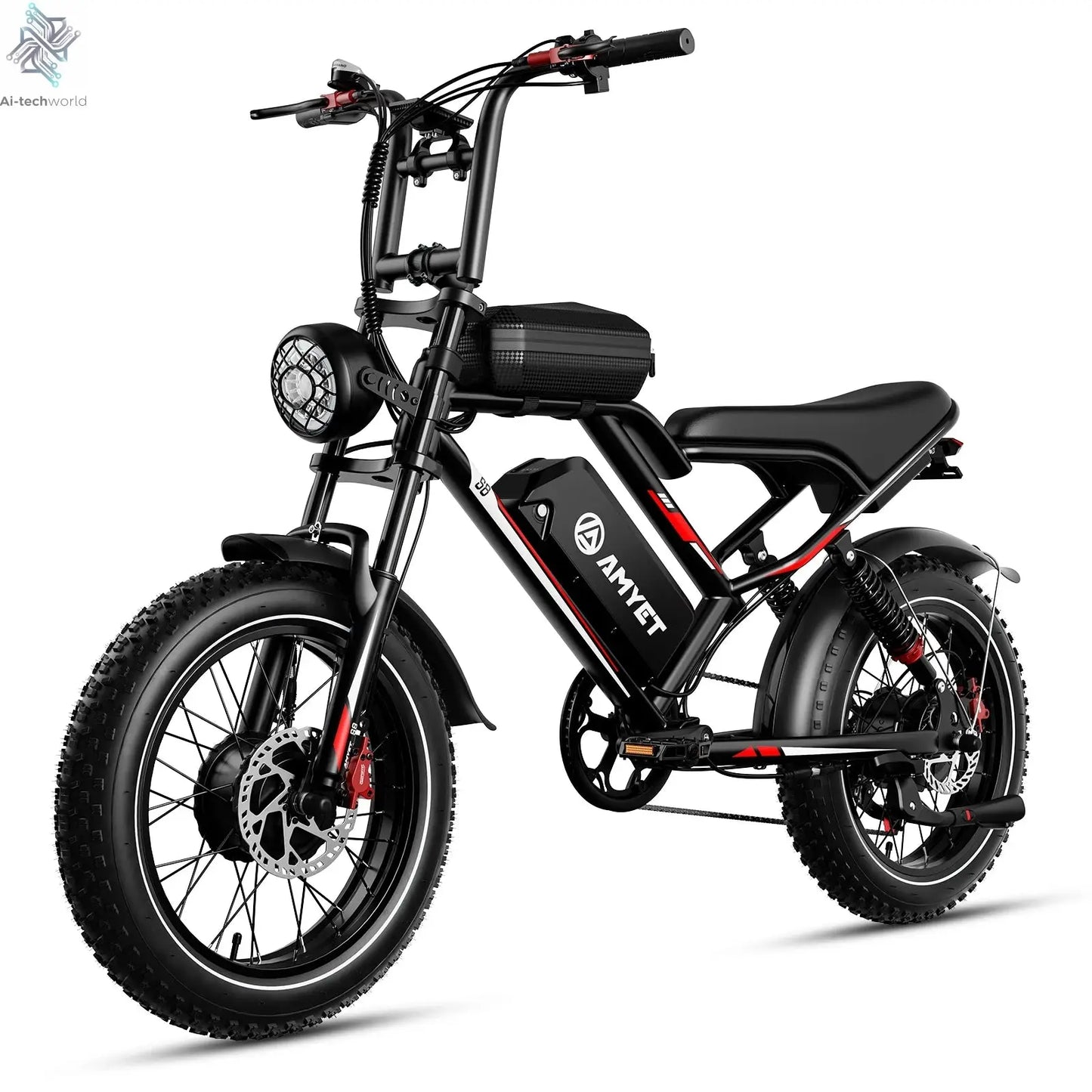 AMYET S8 Adults Electric Bike For Men 2000W Dual Motor Bicycle 48V 25AH Battery 20" Ebike Electric E Bikes Mountain Moped Ebikes Ai-TechWorld 