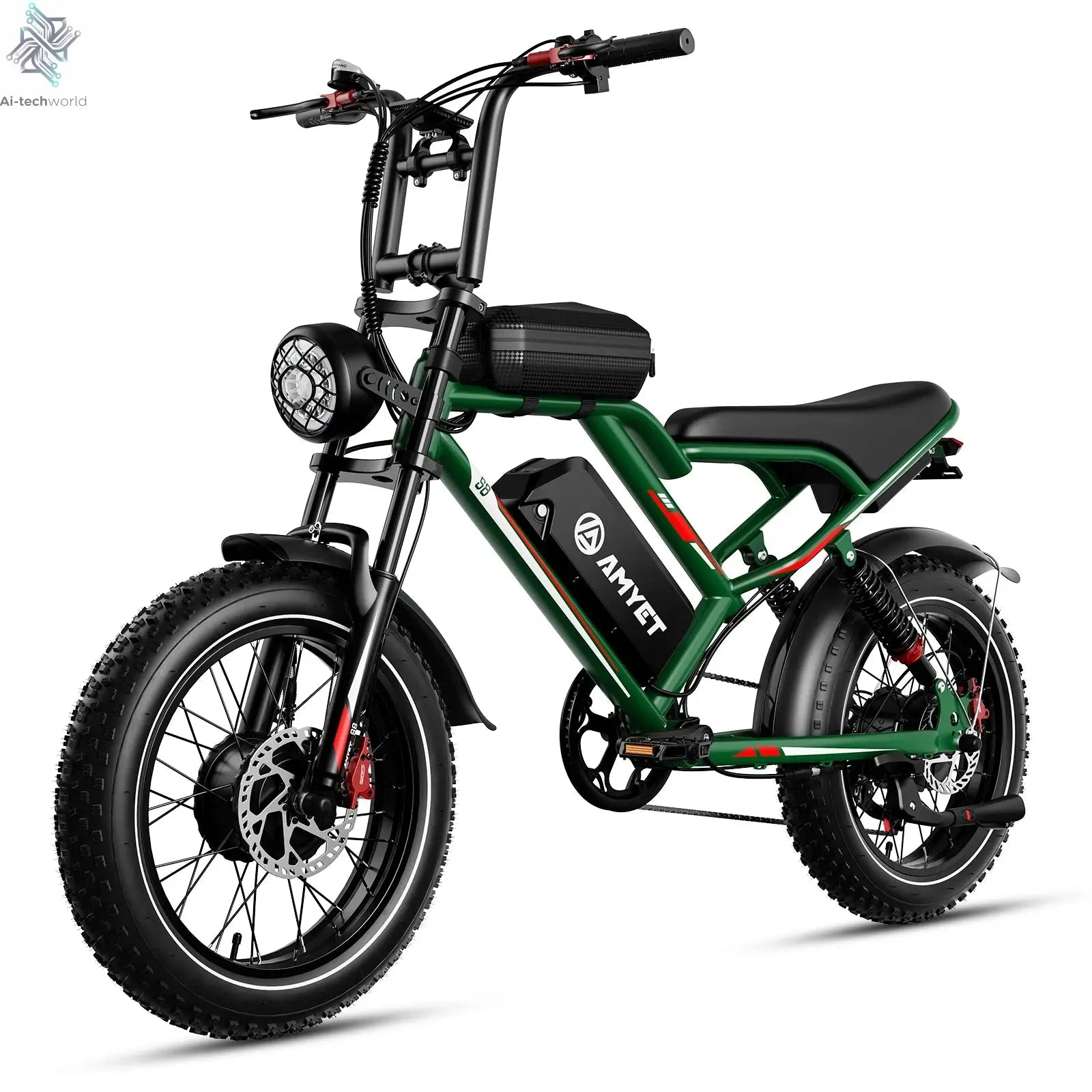 AMYET S8 Adults Electric Bike For Men 2000W Dual Motor Bicycle 48V 25AH Battery 20" Ebike Electric E Bikes Mountain Moped Ebikes Ai-TechWorld 