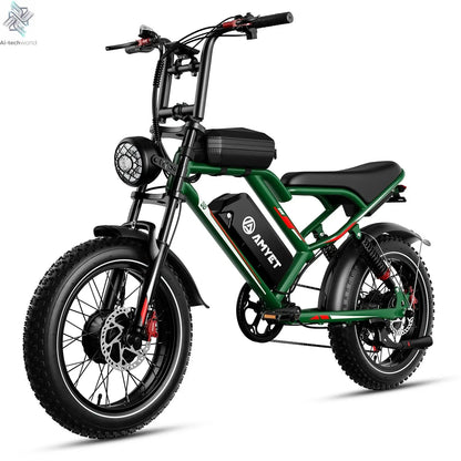 AMYET S8 Adults Electric Bike For Men 2000W Dual Motor Bicycle 48V 25AH Battery 20" Ebike Electric E Bikes Mountain Moped Ebikes Ai-TechWorld 