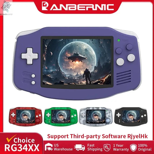 ANBERNIC RG34XX Retro Handheld Game Console 3.4" IPS Screen Linux 64-bit Video Gaming Player Support WiFi Bluetooth HD TV Output Ai-TechWorld 