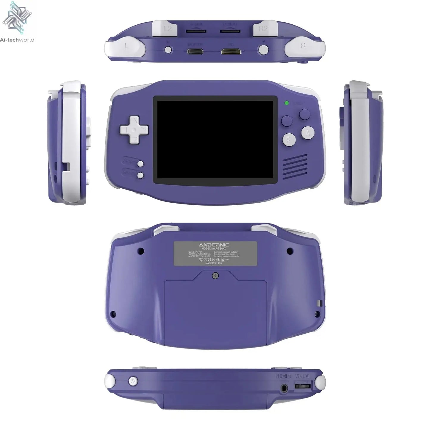 ANBERNIC RG34XX Retro Handheld Game Console 3.4" IPS Screen Linux 64-bit Video Gaming Player Support WiFi Bluetooth HD TV Output Ai-TechWorld 