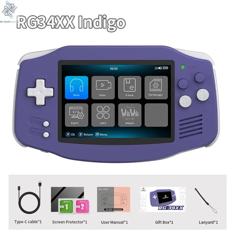 ANBERNIC RG34XX Retro Handheld Game Console 3.4" IPS Screen Linux 64-bit Video Gaming Player Support WiFi Bluetooth HD TV Output Ai-TechWorld 
