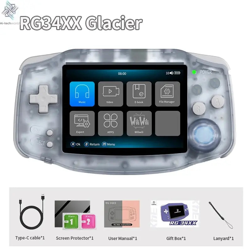 ANBERNIC RG34XX Retro Handheld Game Console 3.4" IPS Screen Linux 64-bit Video Gaming Player Support WiFi Bluetooth HD TV Output Ai-TechWorld 