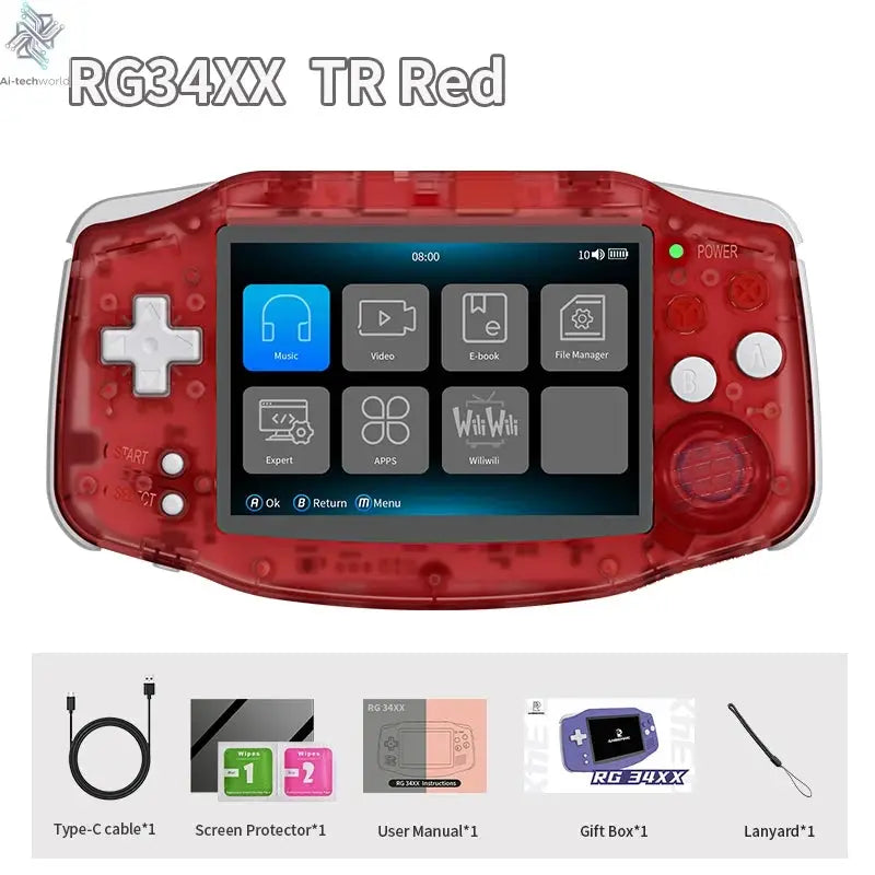ANBERNIC RG34XX Retro Handheld Game Console 3.4" IPS Screen Linux 64-bit Video Gaming Player Support WiFi Bluetooth HD TV Output Ai-TechWorld 
