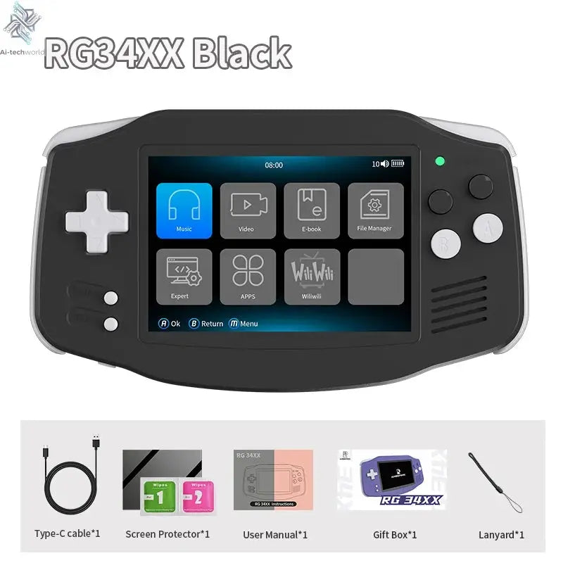 ANBERNIC RG34XX Retro Handheld Game Console 3.4" IPS Screen Linux 64-bit Video Gaming Player Support WiFi Bluetooth HD TV Output Ai-TechWorld 