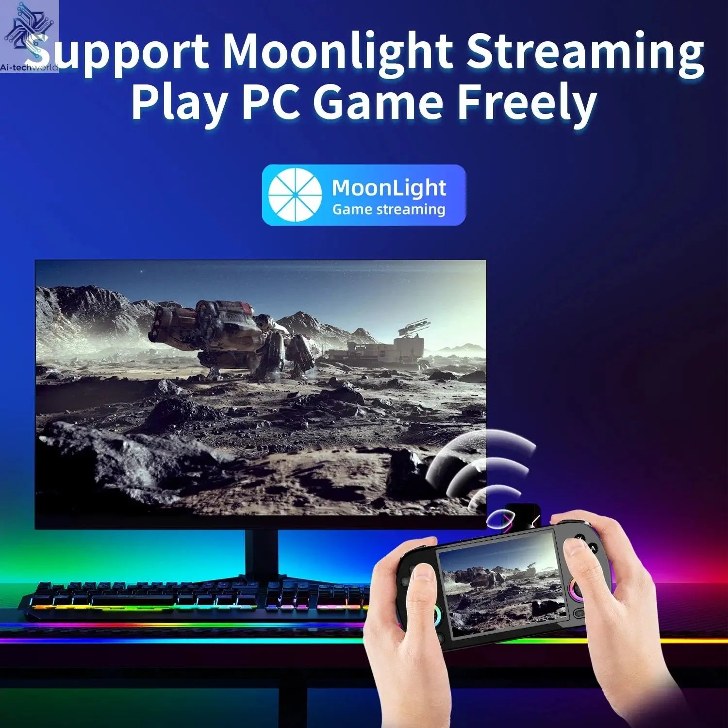ANBERNIC RG40XX H Handheld Game Console 4'' Screen Linux System Joystick RGB Lighting Effect RG40XXH Video Player Trimui Console Ai-TechWorld 