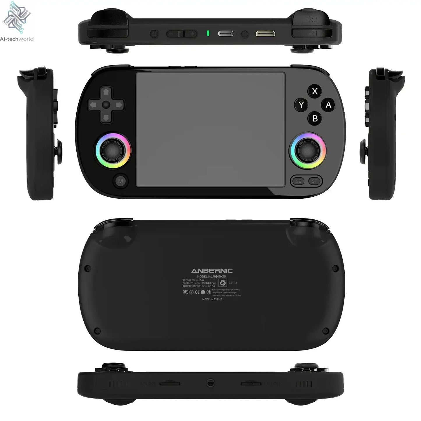 ANBERNIC RG40XX H Handheld Game Console 4'' Screen Linux System Joystick RGB Lighting Effect RG40XXH Video Player Trimui Console Ai-TechWorld 