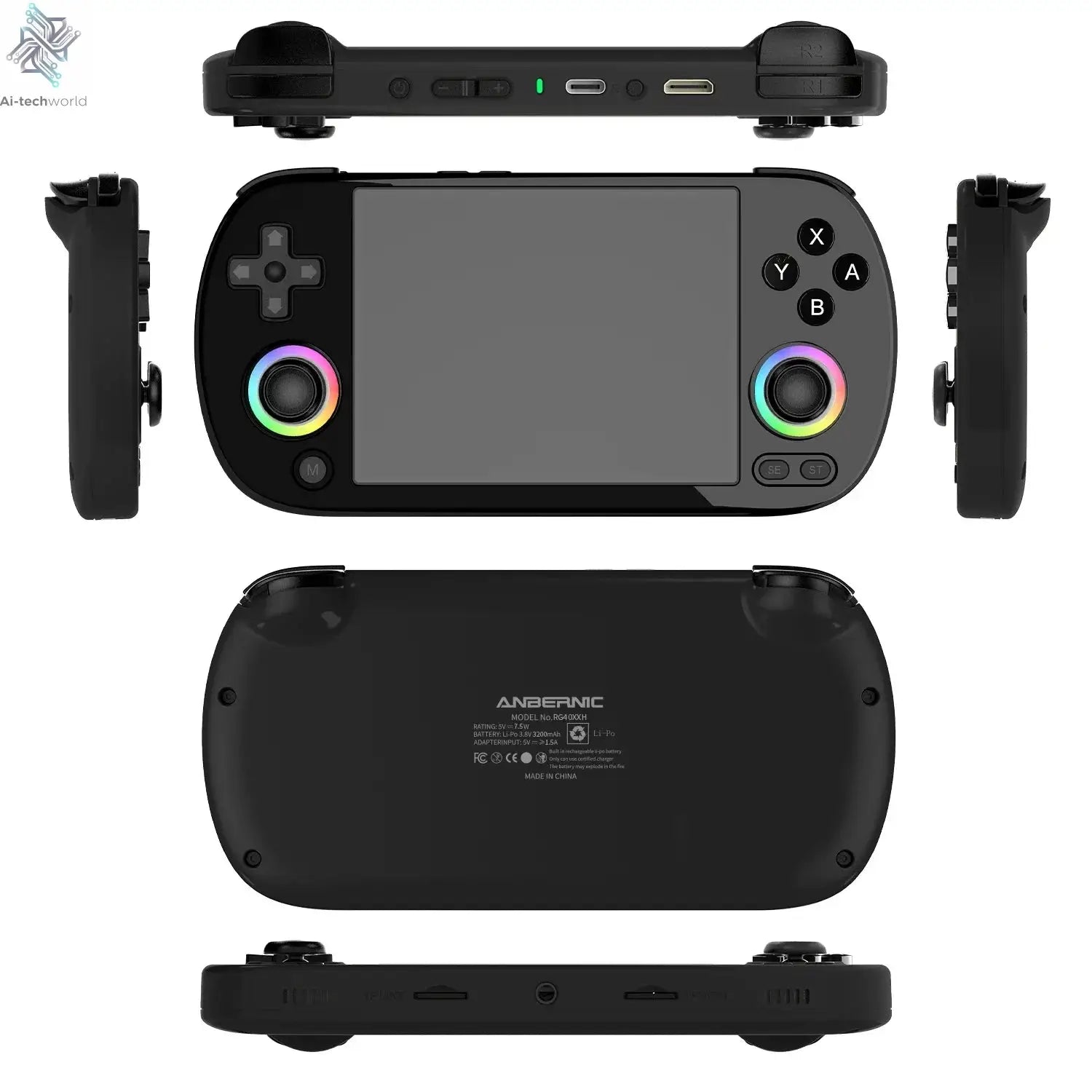 ANBERNIC RG40XX H Handheld Game Console 4'' Screen Linux System Joystick RGB Lighting Effect RG40XXH Video Player Trimui Console Ai-TechWorld 