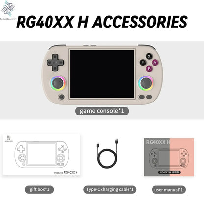 ANBERNIC RG40XX H Handheld Game Console 4'' Screen Linux System Joystick RGB Lighting Effect RG40XXH Video Player Trimui Console Ai-TechWorld 