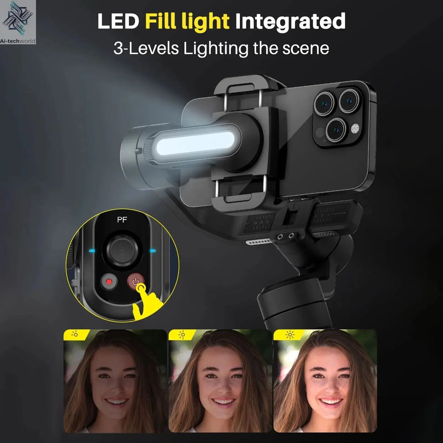 AOCHUAN SMART S2 Gimbal Stabilizer for Smartphone Professional Industry-Standard 3-Axis Phone Gimbal with Extendable Rod Ai-TechWorld