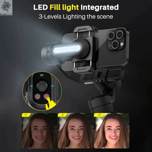 AOCHUAN SMART S2 Gimbal Stabilizer for Smartphone Professional Industry-Standard 3-Axis Phone Gimbal with Extendable Rod Ai-TechWorld