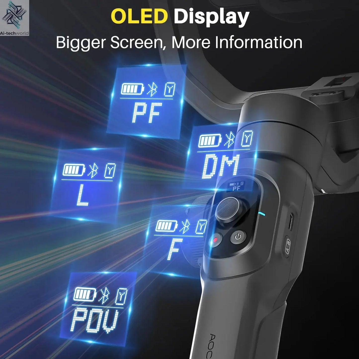 AOCHUAN SMART S2 Gimbal Stabilizer for Smartphone Professional Industry-Standard 3-Axis Phone Gimbal with Extendable Rod Ai-TechWorld