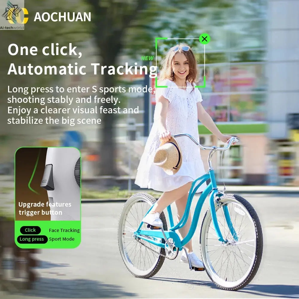 AOCHUAN Smart V8 3-Axis Handheld Gimbal Phone Stabilizer with Extension Rod Tripod Face Tracking for iPhone Android Tiktok Vlog Ai-TechWorld 