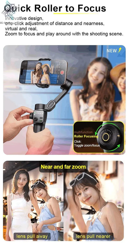 AOCHUAN Smart V8 3-Axis Handheld Gimbal Phone Stabilizer with Extension Rod Tripod Face Tracking for iPhone Android Tiktok Vlog Ai-TechWorld 