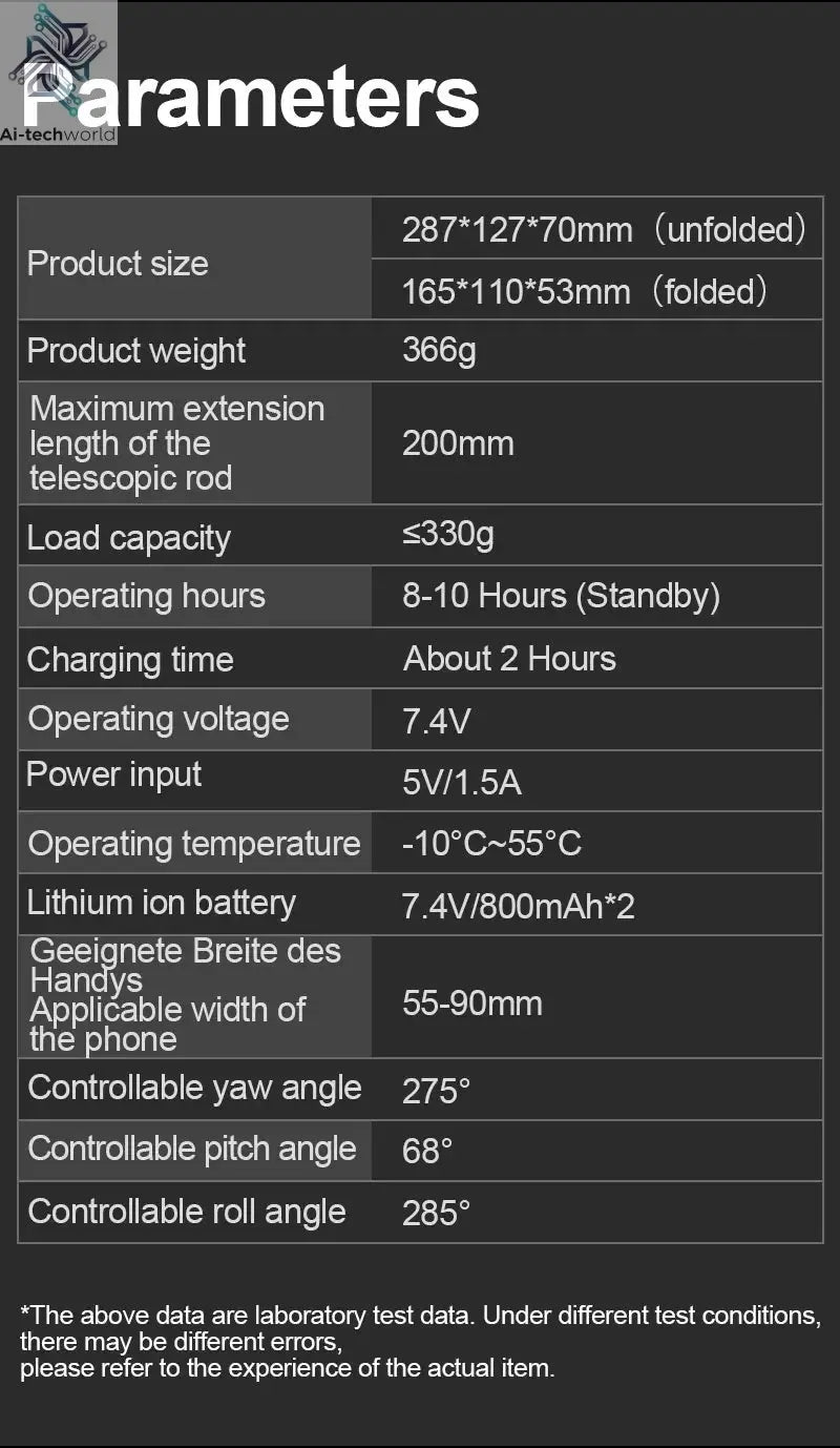 AOCHUAN Smart V8 3-Axis Handheld Gimbal Phone Stabilizer with Extension Rod Tripod Face Tracking for iPhone Android Tiktok Vlog Ai-TechWorld 