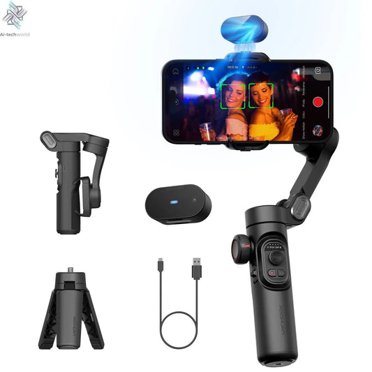 AOCHUAN Smart XE AI Version Gimbal Stabilizer for Smartphone,NO APP AI Tracking gesture control gimbal with TikTok YouTube - Ai - TechWorld