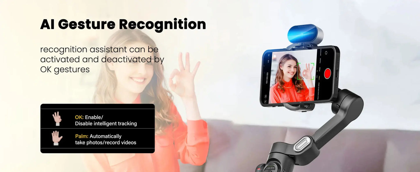 AOCHUAN Smart XE AI Version Gimbal Stabilizer for Smartphone,NO APP AI Tracking gesture control gimbal with TikTok YouTube - Ai - TechWorld