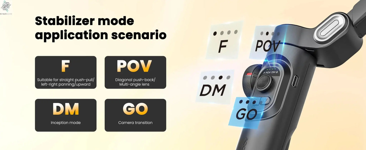AOCHUAN Smart XE AI Version Gimbal Stabilizer for Smartphone,NO APP AI Tracking gesture control gimbal with TikTok YouTube - Ai - TechWorld