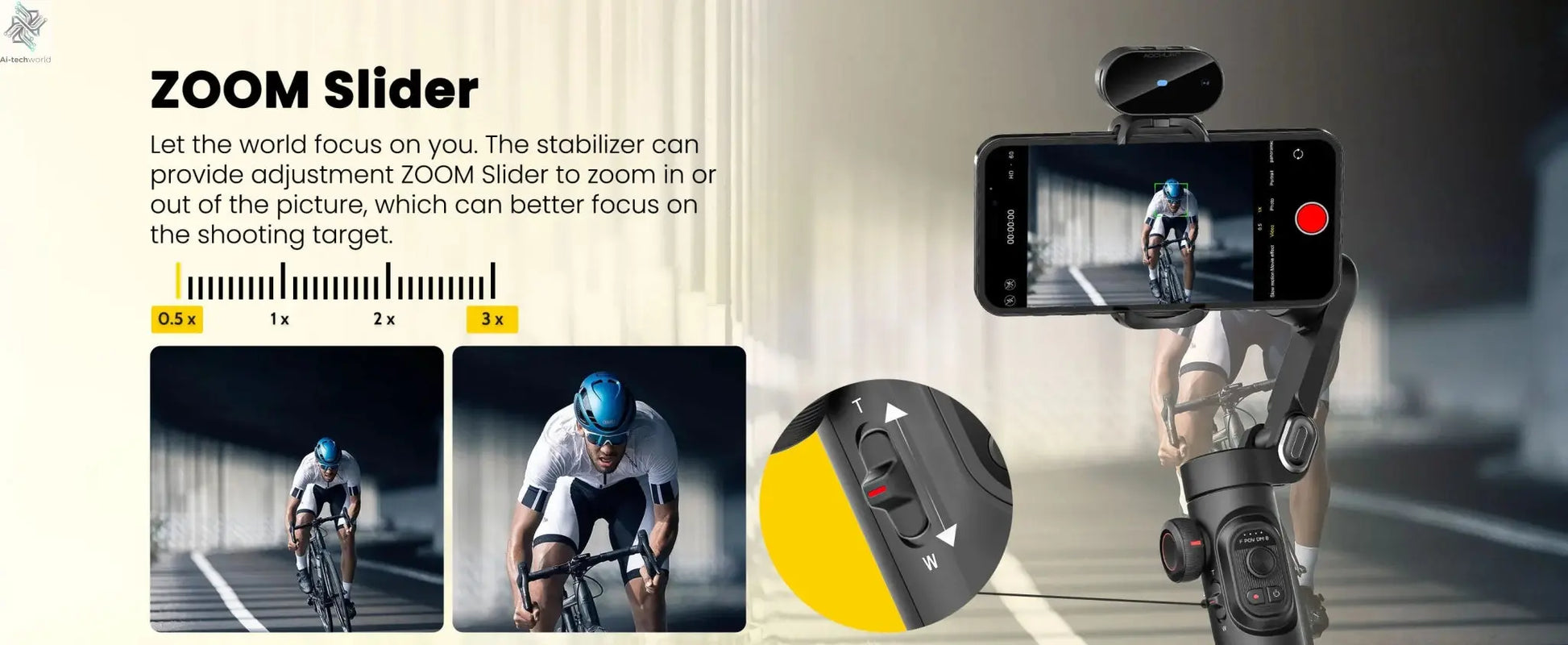 AOCHUAN Smart XE AI Version Gimbal Stabilizer for Smartphone,NO APP AI Tracking gesture control gimbal with TikTok YouTube - Ai - TechWorld