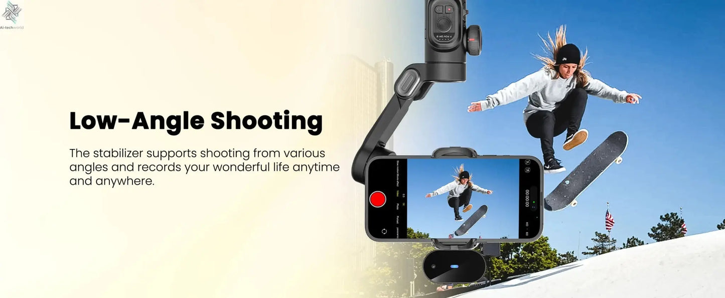 AOCHUAN Smart XE AI Version Gimbal Stabilizer for Smartphone,NO APP AI Tracking gesture control gimbal with TikTok YouTube - Ai - TechWorld