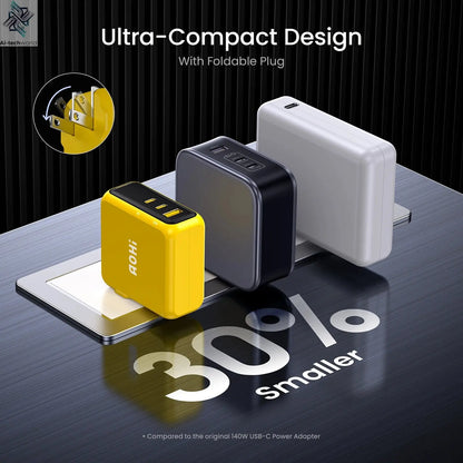 AOHI Magcube Pro 140W GaN Charger PD3.1 3-Port USB C Charger For Macbook Pro Laptop Fast Charger For iPhone 16 Xiaomi Tablet Ai-TechWorld 