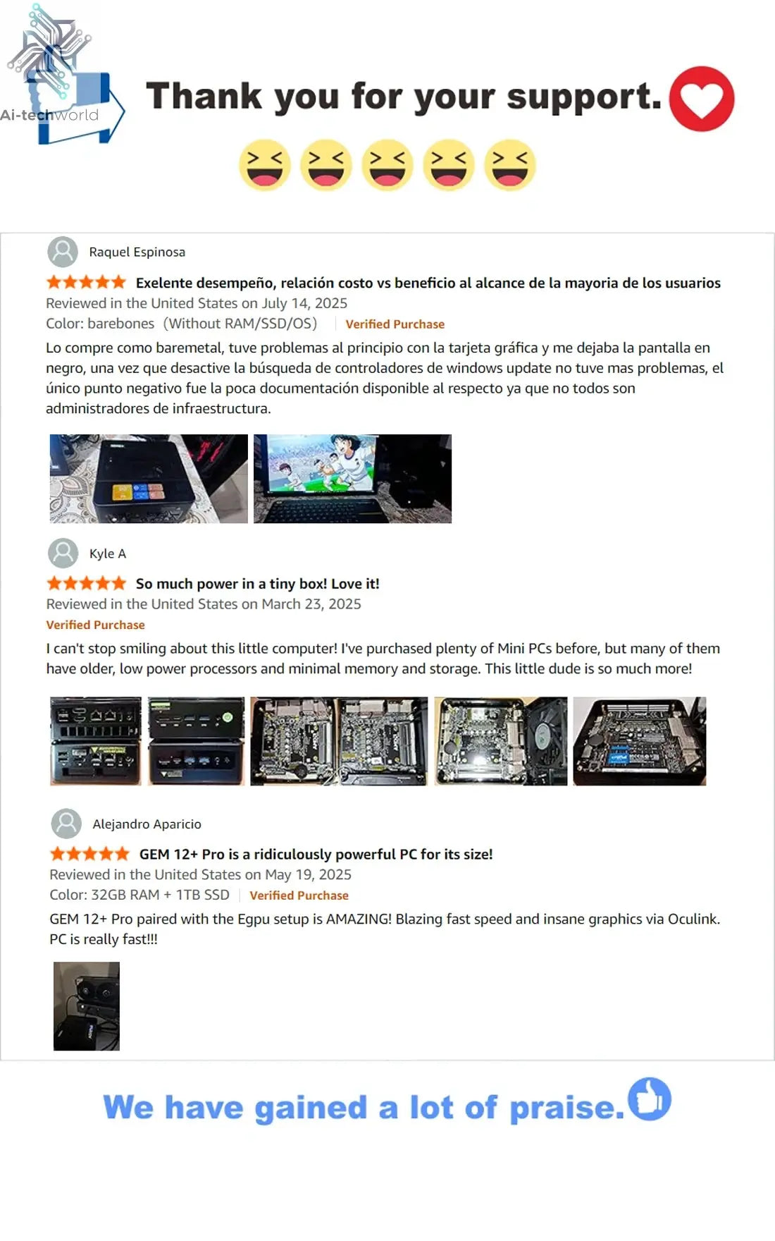 AOOSTAR GEM12+ Mini PC AMD Ryzen 7 PRO 8845HS 5.1GHz 32GB DDR5 1TB SSD Radeon 780M WiFi6 BT5.2 USB4 HDMI2.1 Mini PC Windows 11 Ai-TechWorld 