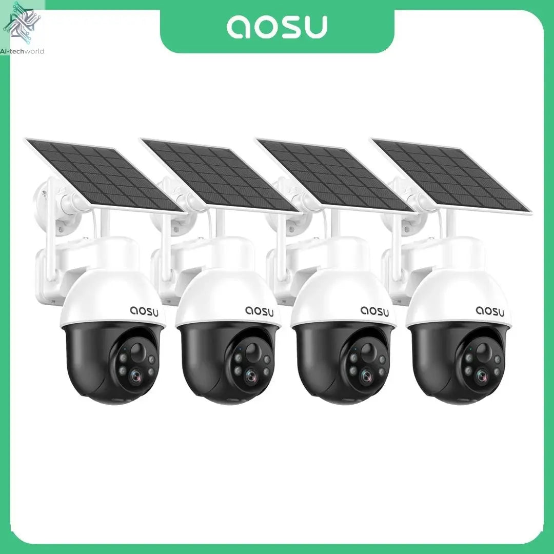 AOSU 3MP PTZ 4/8/12pcs Solar Camera 5000mAh Battery Wireless 2.4Ghz WIFI Camera PIR AI Detection 2 - Way Audio Outdoor CCTV Camera - Ai - TechWorld